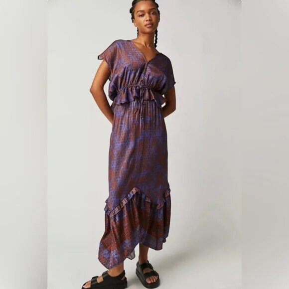 021New Free People Dreambound Maxi Skirt Red/Blue NWOT Sizes XS & L - Picture 2 of 11